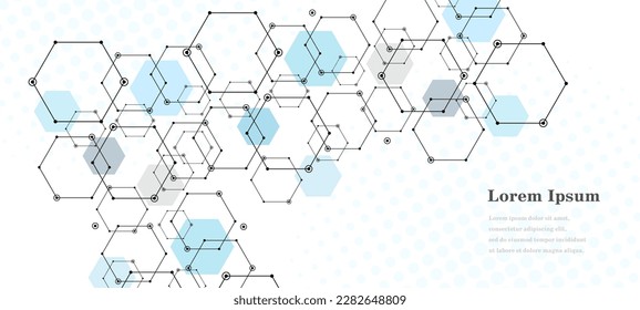abstract blue gray hexagon, geometric texture background, scientific technology, network concept