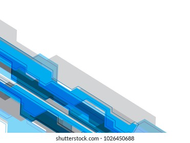 Abstract blue gray polygon circuit technology on white blank space design modern futuristic background vector illustration.
