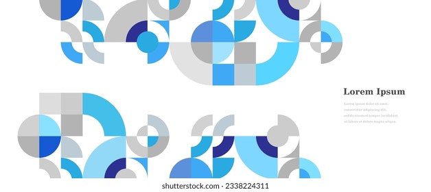 abstrakter blauer, grauer Hintergrund, geometrischer Bauhaus-Struktur, retro-stylisches Muster, traditionelles Konzept