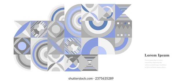 abstract blue gray round, geometric bauhaus texture background, retro styled pattern, traditional concept