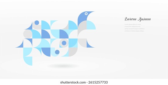 abstract blue gray round. geometric circle texture background. bird shaped pattern. retro styled concept.