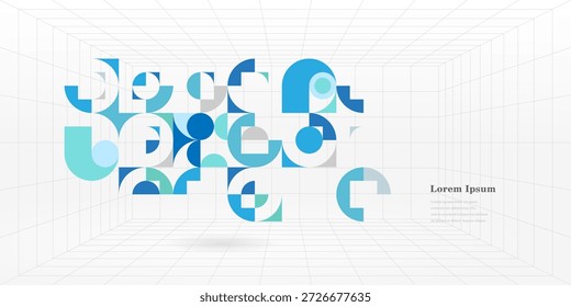abstract blue gray round. geometric circle texture background. 3d wireframe pattern. architectural concept.