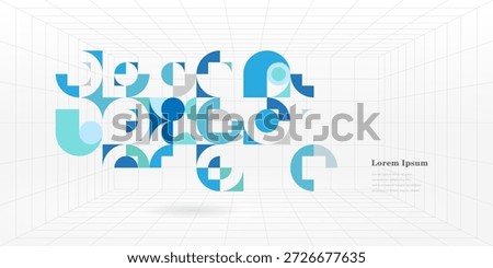 abstract blue gray round. geometric circle texture background. 3d wireframe pattern. architectural concept.