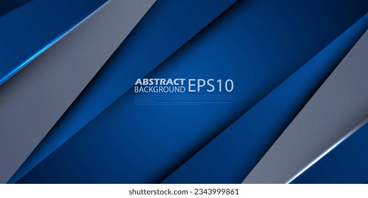 Abstract blue and gray triangle on dark color geometric design. Modern overlap papercut futuristic background vector illustration. Eps10 vector