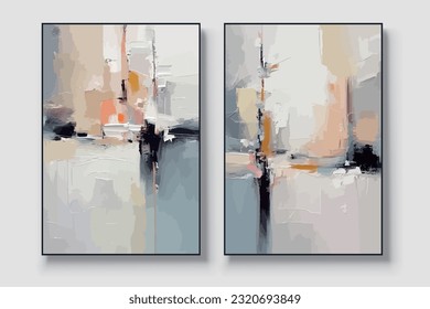 Abstract blue and gray vector oil painting art background