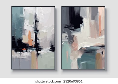 Abstract blue and gray vector oil painting art background