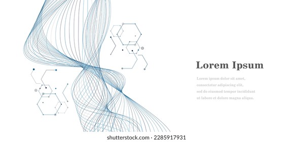 onda gris azul abstracta, fondo de textura de ADN geométrico, tecnología científica, concepto genético