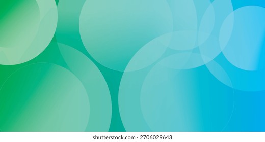 Abstract blue green background featuring an array of overlapping transparent and translucent circles, creating a clean, modern, and ethereal design