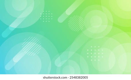 Abstract blue and green background. Modern geometric circle effect style. Modern minimalist banner blue green gradient background illustration