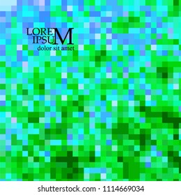 Abstract blue green background of squares. Vector