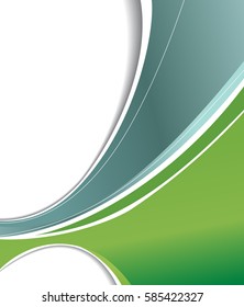 Abstract blue and green background with wave - brochure design or flyer