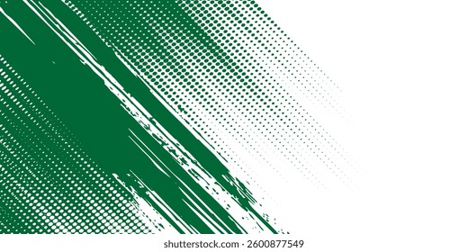Abstract Blue and Green Brush Texture Background with Halftone and Glowing Light Effects. Sport Background with Grunge Style. Scratch and Texture