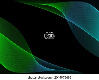 Abstract blue and green colo flowing stylish wave illustration pattern background vector