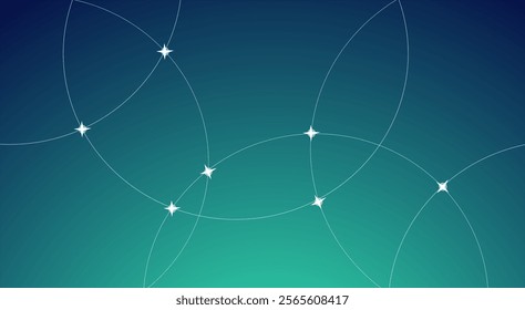 Abstract blue and green color gradient background with geometric shapes and shining star design for web banner, flyer, poster, brochure, cover.
