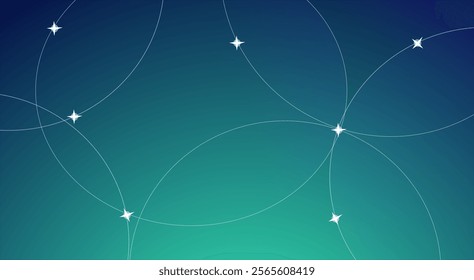 Abstract blue and green color gradient background with geometric shapes and shining star design for web banner, flyer, poster, brochure, cover.