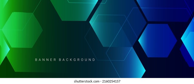 Abstract blue and green color space and technology network design banner template 