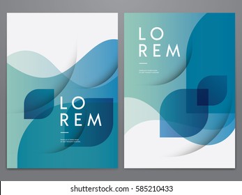 Abstract Blue And Green Cover Or Poster Design Templates. Vector Illustration.