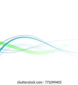 Abstract blue and green curved ines background