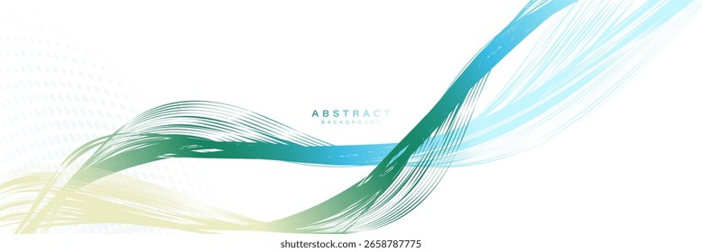 Fundo digital abstrato da onda dinâmica azul e verde. Conceito digital futurista de alta tecnologia. Faixas, folhetos e apresentações
