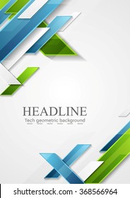 Abstract blue green geometric tech flyer design. Vector graphic brochure background
