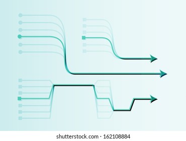 abstract blue and green gradient background with connected arrows
