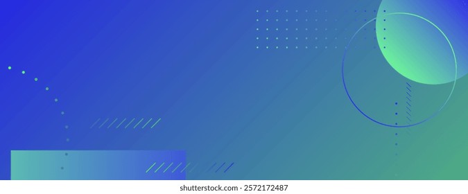 Abstract blue and green gradient background with geometric shapes. The background is smooth with a modern, digital style. Geometric gradient background vector. Green background.