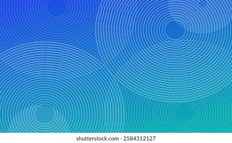 Abstract blue, green gradient with circle lines design.