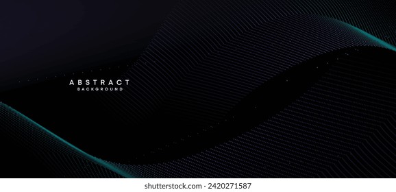 Abstract Blue, Green Gradient Flowing Dot Waving Particle geometric Technology Background. Digital Futuristic Purple, Pink Gradient Dotted Wave. Concept For Science, Music cover, website, header