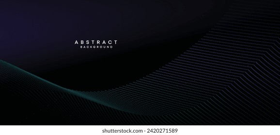 Resumen Azul, Gradiente Verde Fluyendo Partícula De Onda De Punto Fondo Tecnológico Geométrico. Onda Dotada Digital Futurista Púrpura, Gradiente Rosa. Concepto de ciencia, portada musical, sitio web, encabezado