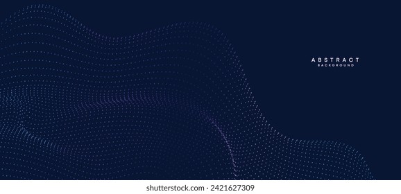 Abstract Blue, Green Gradient Flowing Dot Waving Particle geometric Technology Background. Digital Futuristic Purple, Pink Gradient Dotted Wave. Concept For Science, Music cover, website, header