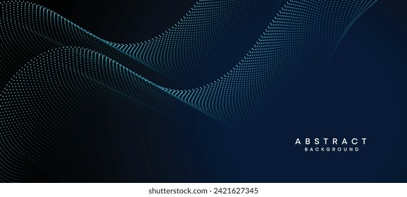 Abstract Blue, Green Gradient Flowing Dot Waving Particle geometric Technology Background. Digital Futuristic Purple, Pink Gradient Dotted Wave. Concept For Science, Music cover, website, header