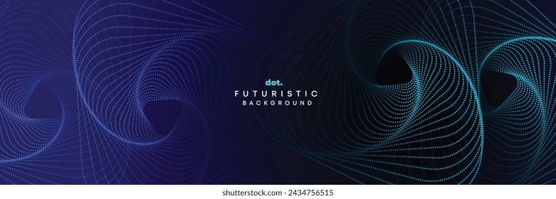 Abstract Blue, Green Gradient Flowing Dot Waving Particle geometric Technology Background. Digital Futuristic Purple, Pink Gradient Dotted Wave. Concept For Science, Music cover, website, header