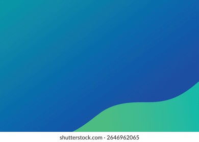 Abstract blue and green gradient wave shape against transparent background