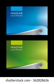 Abstract blue and green gradient wave background card set