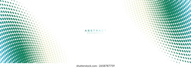 Abstract blue and green halftone dynamic wave background. Futuristic hi-technology digital concept. Banners, flyers, and presentations