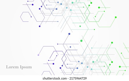 hexágono verde azul abstracto, imagen de red, fondo geométrico, tecnología científica, concepto médico