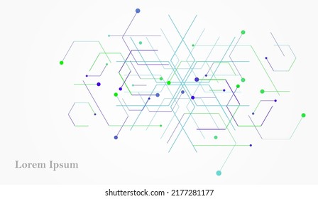 abstract blue green hexagon, network  image, geometric background, scientific technology, medical concept