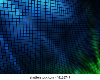 Abstrato azul e verde luzes mosaico 3D vetor horizontal fundo.