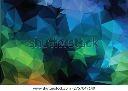 Abstract Blue and Green Low Poly Geometric Polygonal Background