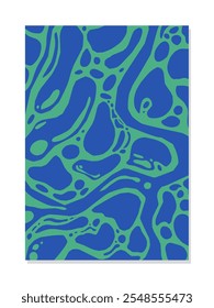 Abstract blue and green organic pattern with a fluid, modern design. Perfect for backgrounds, textile prints, wallpapers, or artistic decor
