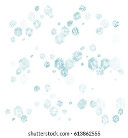 Abstract Blue and Green Ornament with Elements of Different Opacity and Size on White Background