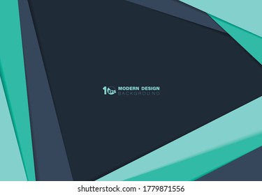 Abstract blue and green over lap paper cut with shadow template background. Decorate for ad, poster, artwork, template design, print. illustration vector eps10