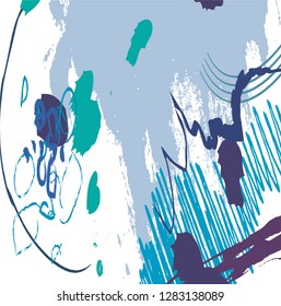 abstract blue and green paintbrush and scribble texture background. creative blue nice brush strokes and hand drawn for your design. vector illustration