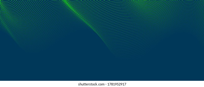 Abstract blue green pattern point background poster with dynamic triangle. technology Particle Mist network Cyber security Vector illustration.