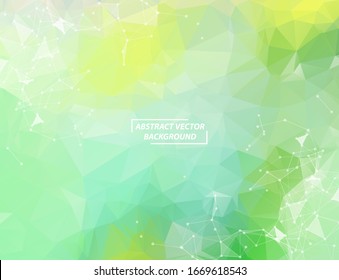 Abstract Blue Green Polygonal Space Background with Connecting Dots and Lines. Geometric Polygonal background molecule and communication. Concept of science, chemistry, biology, medicine, technology.