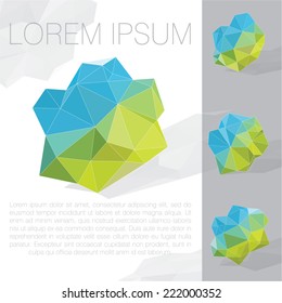 Abstract blue and green polyhedron vector template.
