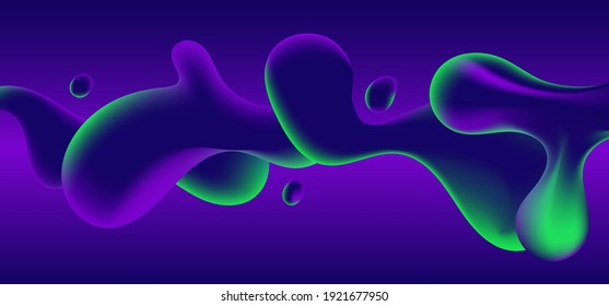 Abstract blue, green and purple gradient color liquid wavy shapes futuristic banner design background. Fluid wave flowing motion. Vector illustration