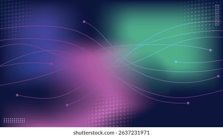 Abstract blue ,green and purple technology with fiber optics circuit background.Vector illustration