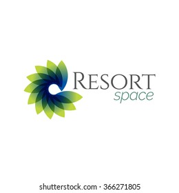 Abstract Blue Green Resort Spa Logo icon, Isolated in White Background