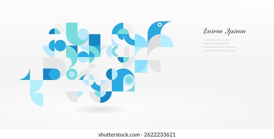 abstract blue green round. geometric circle texture background. bird shaped pattern. retro styled concept.